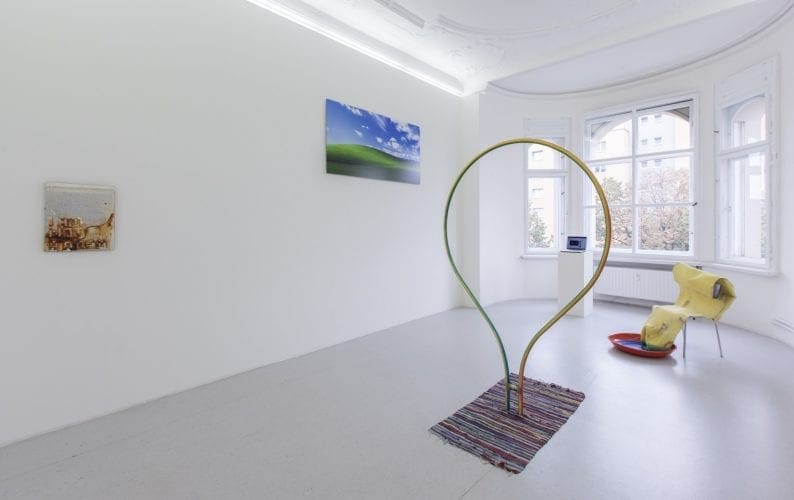 Installation view with works by Christoph Medicus, Mike Ruiz and Johannes Flechtenmacher