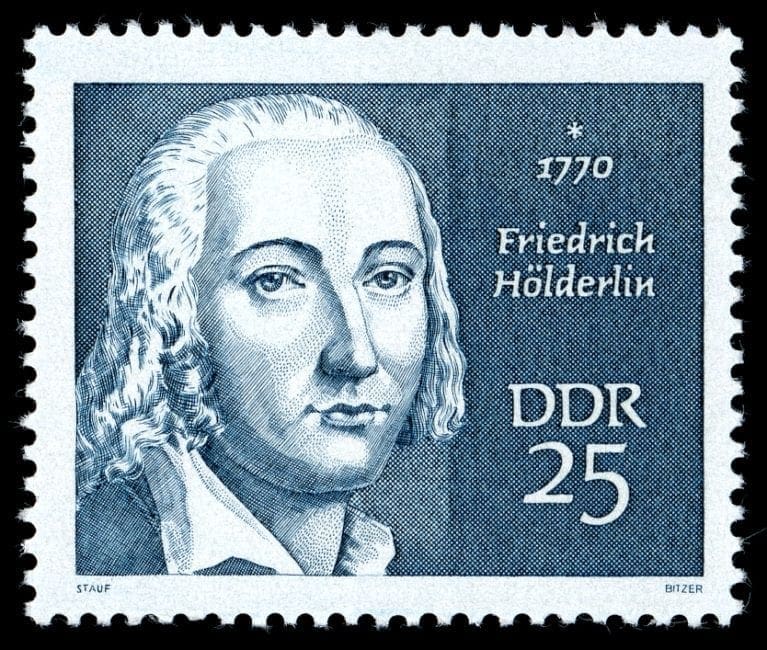 25-Pf-Sondermarke der DDR-Post (1970) zum 200. Geburtstag Friedrich Hölderlins aus der Serie Berühmte Persönlichkeiten.